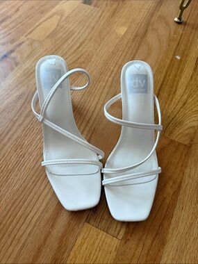 DV by Dolce Vita White Strappy Square-Toe Heeled Sandals